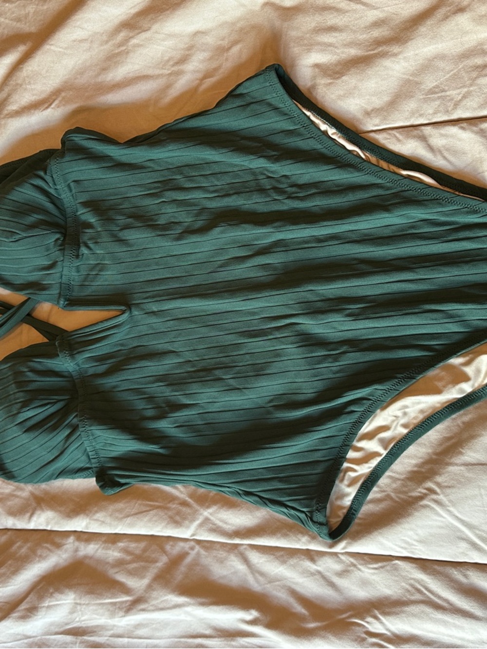 Ribbed Emerald Green One-Piece Swimsuit